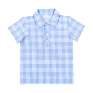 Boys’ Summer Wear Casual Children’s Lettered Plaid Shirt for Baby Kids Boys Summer T Shirts