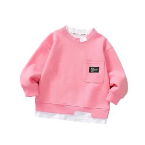 Boys’ Sweater Spring Autumn Children’s Wear Long Sleeved T Shirt Two Piece Cotton Garment Dyed