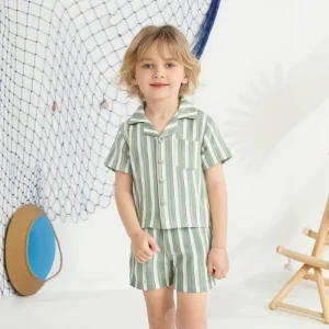 Boys T shirts and Polo Shirts 2Pcs High Quality Unisex Kids T Shirt and Shorts Summer Sets Stripe Shirts for Boys 2 14 Years