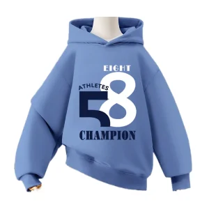 Boys’ Trendy Hoodie Sweatshirt for Spring Autumn New Year’s Casual Outward Wear Crew Neck Knitted Sizes Middle Large Children