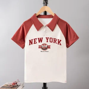 Boys’ Trendy Summer Polo Shirts Casual Shirts Kids’ Color Block Boys T Shirt
