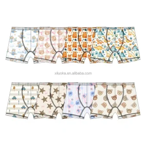Boys Underwears Custom Logo Boy Western Style Printing Boxer Briefs Toddler Underpants Boy Bamboo Pants