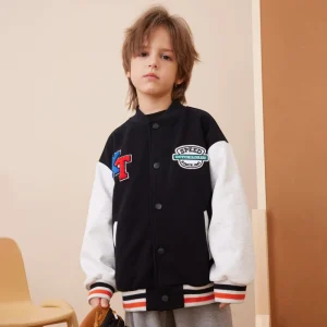 Boys Varsity Baseball Jacket Kids Embroidered Casual Bomber Big Boys Loose Fit Spring Fall Outerwear