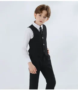 Boys Vest Kids Boys Gentleman Formal Suit Prince Vest Waistcoat Pageant Wedding Party Jacket Coat Performance Costumes