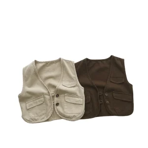 Boys Waistcoat Spring and Autumn Children’s Cotton Sleeveless Jacket Vest Kids Clothes