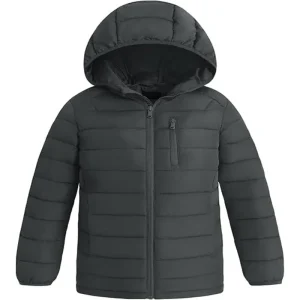 Boy’s Windproof Light Puffer Jacket Packable Winter Hooded Jacket