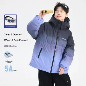 Boys Winter Korean style Gradient Down Hooded Jacket New Children’s Wash Free Thickened White Duck Class C Security Level
