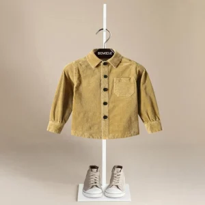 Boys Yellow Corduroy Long-Sleeve Casual Shirt Jacket 2-9 Years Old Anti-Wrinkle Windproof Autumn/Winter Factory