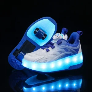 Boys and Girls Breathable Comfortable Illuminated Roller Skates for Kids and Students Sport Shoes with EVA Midsole Mesh Upper