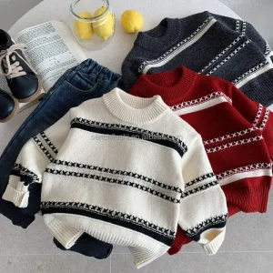 Boys casual sweater Winter new style Children’s casual and versatile Nordic style loose and cool knitted sweater