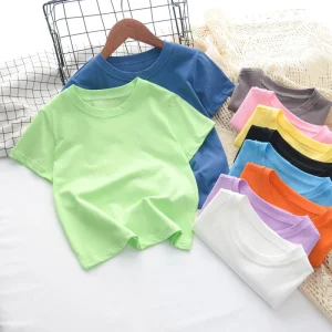 Breathable 100% Cotton Toddler Boys Short Sleeve Tees & Polo Shirts Solid Color for Daily Wear & Summer