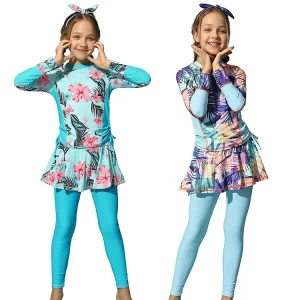 Breathable Children Swimwear Kids Girls Custom Color Swimming Suits