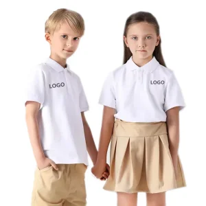 Breathable Cotton Plain T shirt Polo Neck Kid T shirt Boys Girls School Shirt Custom Logo Polo Shirt
