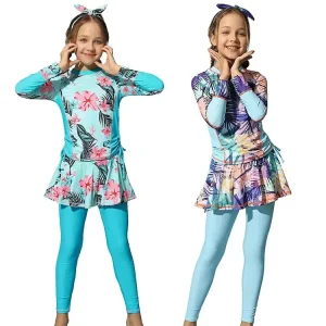 Breathable Custom Color Swimdress for Kids Girls Swimming Suit 1 Piece Children’s Custom Swimwear