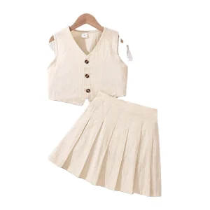 Breathable Kids Clothing Set for Girls Comfortable Stylish Trendy Sleeveless Thanksgiving
