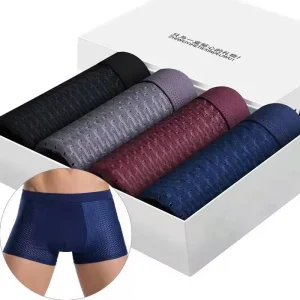 Breathable Men Boxers Briefs Mesh Bamboo Underwear Solid Casual Shorts Man Panties Plus Size Ice Silks Boy Panties