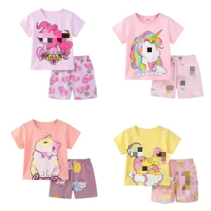 Bulala Summer Baby Girls Clothing Sets 2-Piece Floral Print Soft Cotton Short Sleeve Toddler Girl Wear