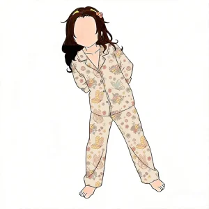 Butterfly Print Girls’ Sleepwear Set Loose Top and Pants 2-piece Set Bamboo Fiber Comfortable Neutral Pajamas