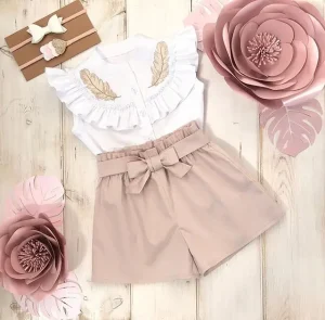 CSH016 Girls Clothing Sets Children’s Clothing Summer Girl Suit Baby Coat Shorts Two piece