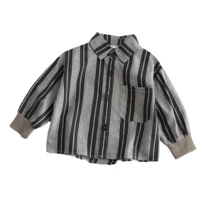 Camisa De Nino European and American Boys Cute Striped Shirts Kids Boy Cotton Long Sleeve Turn Down Collar Casual Shirts