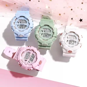 Candy Color Silicone Student Digital Watch, LED Display, Power Reserve, Electronic Sports Wrist Watch for Boys Girls Kids