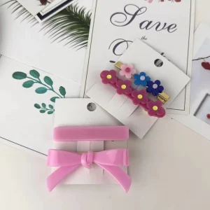Candy Colored Acetic Acid Flower Hairpin Children’s Hair Accessories for Baby Girls Bow Side Hair Clips
