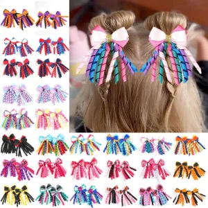 Cartoon Character Hair Bow Clips Little Horse Bows for Girls Colorful Rainbow Korker Boutique Hair Bow Accessories