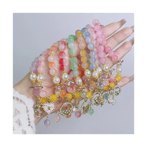 Cartoon Children’s Bracelet Princess Beaded Charms Butterfly Cute Girl Bracelets Student Kids Jewelry Accessories