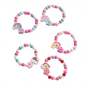 Cartoon Colorful Princess Beaded Cute Children’s Wooden Bracelet Student DIY Jewelry Wristband Accessories