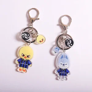 Cartoon Double-Sided Acrylic Pendant Keychain DIY Accessories KPOP Stray Kids SK ZOO Idol Peripheral Anime Lover Fan Alloy
