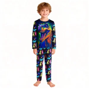 Cartoon Kids Pajamas 3D Fluorescent Luminous Long Sleeve Sleepwear