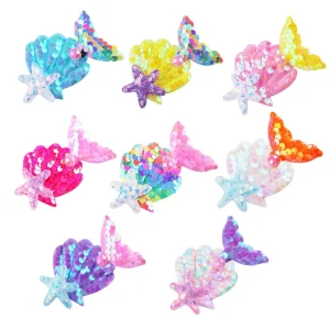 Cartoon Pearl Mermaid Tail Children’s Hair Clip Cute Shell Starfish Duckbill Sequin Handmade Fabric Gift Accessories