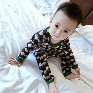 Cartoon Print Boy Children Sleeping Sets Frock Pattern Pajamas Suit Of Child Clothes