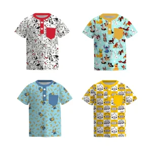 Cartoon Short Sleeve Boys Top Fun T Shirts and Polo Shirts for Boys’ T shirt with Cartoon Design