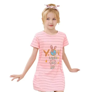Cartoon Sleep Dress Short Sleeve Summer Spring Girls Pajamas Dresses Kids Girl Night Wear
