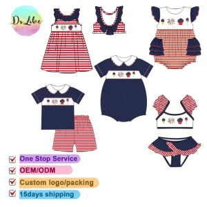 Casual Baby Suits Patriotic Baby Set Woven Fabric With Embroidered Patterns Pajamas Kids Babys Sleepwears Unisex