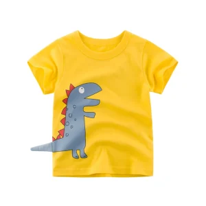 Casual Baby T Shirt for Boys O Neck Short Sleeve Tops Quick Dry Cotton Animal Cartoon Design