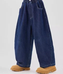 Casual Cargo Denim Pant Kids Baggy Pants Elastic Waist Children Casual Loose Fit Jeans for Boys