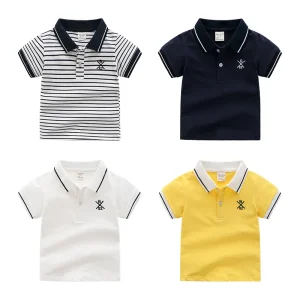 Casual Children’s Short Sleeve T Shirt 100% Cotton Baby Base Shirt With POLO Neck Soft Knitted Animal Pattern Plus Size