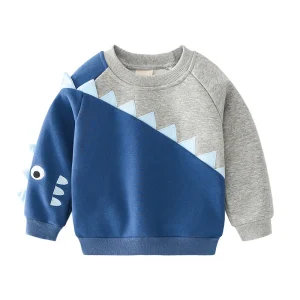 Casual Color Contrast Fashionable Long Sleeve Top Baby Spliced Sleeve Pullover Boy Sweatshirt