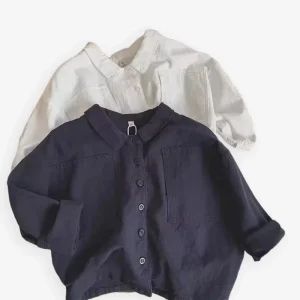 Casual Kids Clothes Spring Bat Sleeved Top Jacket for Toddlers Cotton Linen Woolen Fabric Printed Design for Boys and Girls