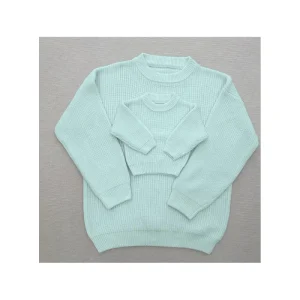 Casual One Piece Round Neck Knitted Sweater Warm for Baby Girls and Women 0-12 Months