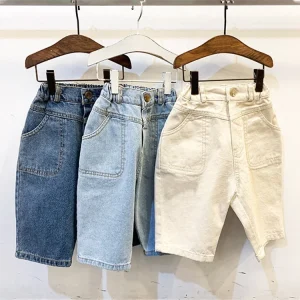 Casual Solid Color Trousers Boys Baby Jeans Long Pants Spring Autumn Kids Pants Cotton Girl Trousers