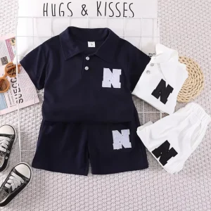 Casual Two-Piece Summer Suit for Baby Girls 0-5 Years Old Polo Shirt & Thin Short Sleeve T-Shirt Trendy Children’s Clothing