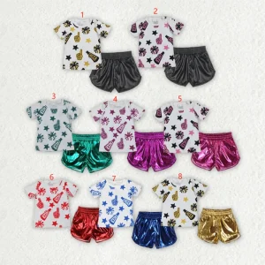 Cheer Top Leather Shorts Girls Set RTS Sibling Clothes Children’s Clothing Set Girl Kids Clothing