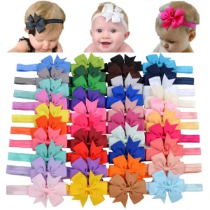 Child Bow Headband for Girls Grosgrain Pink Ribbon Baby Accessory