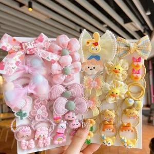 Child Rubber Band Hair Tie Girl Cute Hair Accessories Bow Hair Band Set