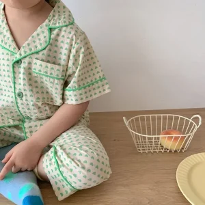 Children Baby Muslin Print Pajamas Set Kid Infant Summer Set Unisex Pajamas Suit
