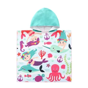 Children Bath Towel Cloak Kids Hooded Beach Towel Baby Bathrobes Cartoon Digital Printing Microfiber Bath Towel