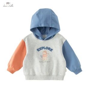 Children Boys Hooded Sweatshirt Spring Casual Long Sleeve Cute Print Top